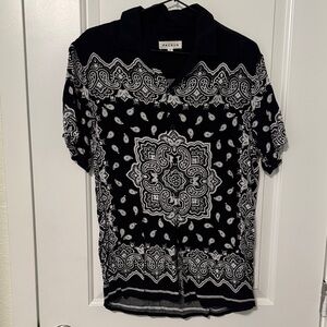 PacSun Black and White Paisley Shirt
